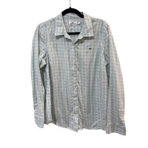 Vineyard Vines Gingham Print Long Sleeves Button Up Shirt Green Size 14